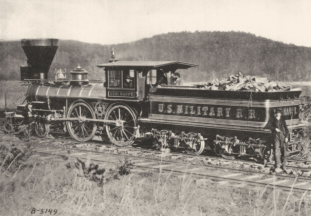 US CIVIL WAR. 1860- 1865. US Military railroad. Steam train